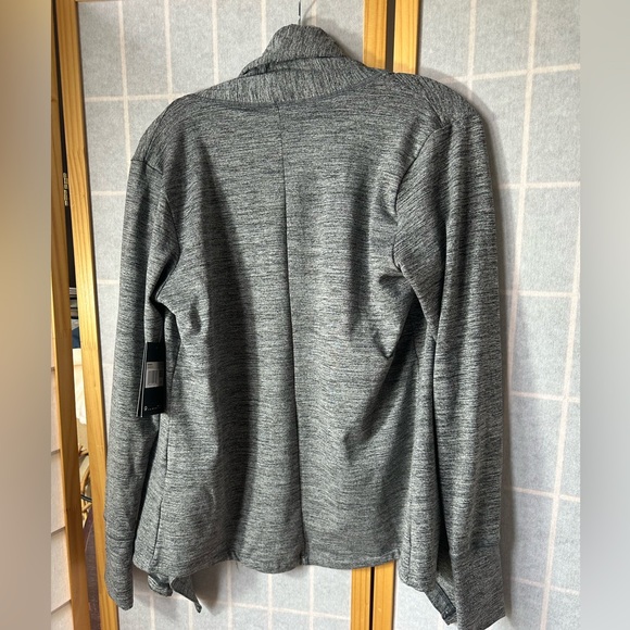 NWT Nike Dri Fit Cardigan Large Gray Drape Waterfall Front - Picture 4 of 6